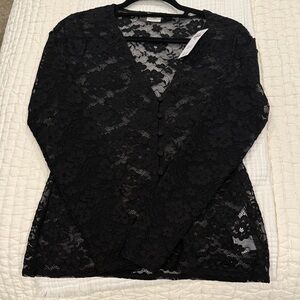 Abercrombie & Fitch Black Lace button up Women's Top